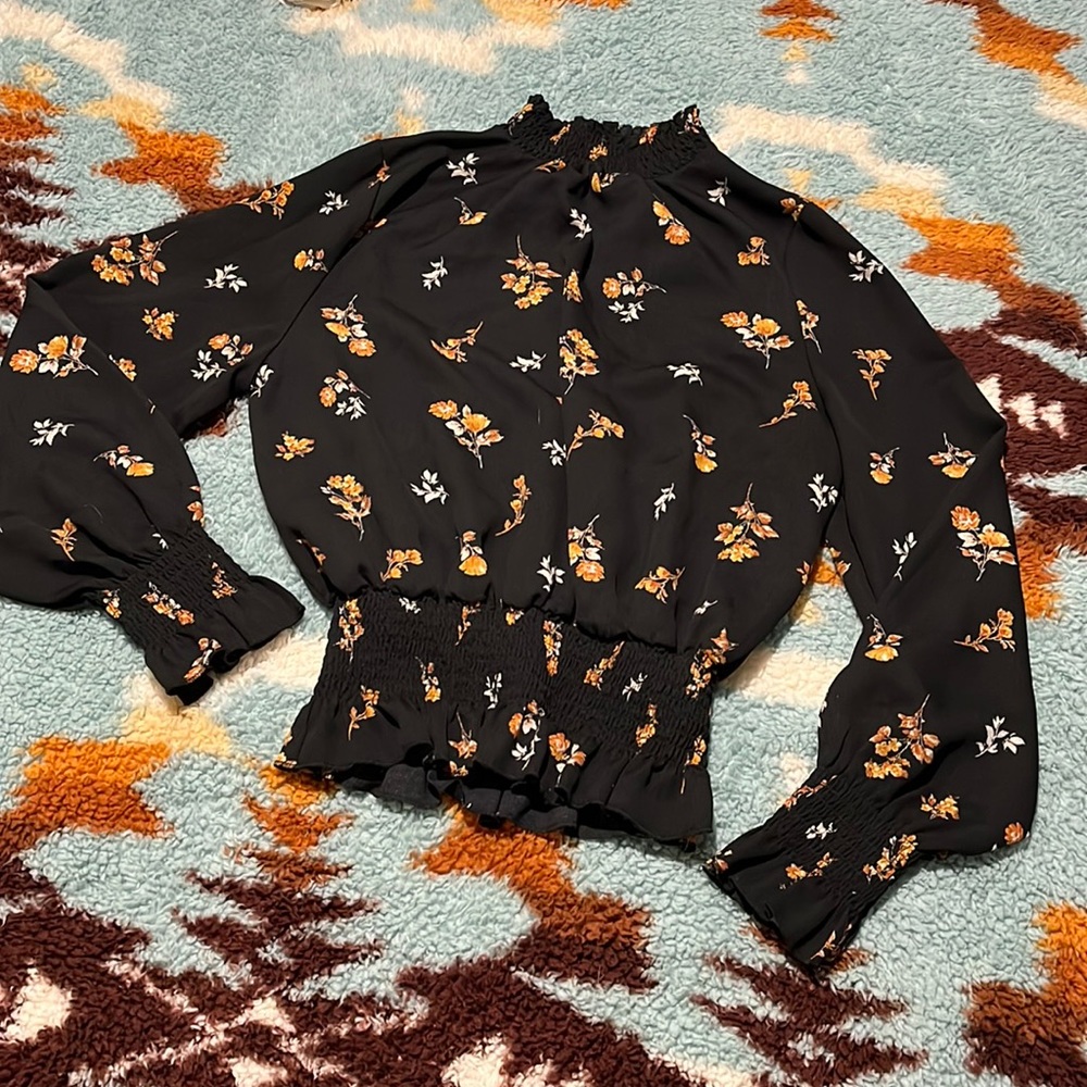 Black Floral Blouse